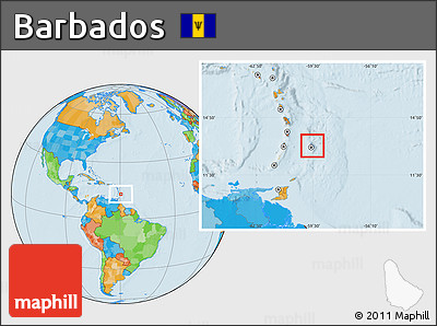 Gray Location Map of Barbados, political outside