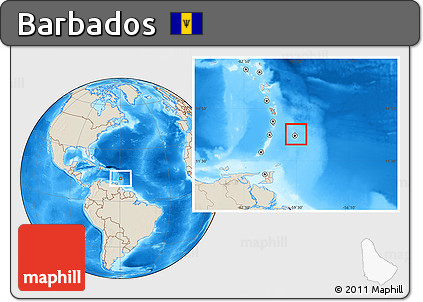 Gray Location Map of Barbados, shaded relief outside