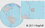 Physical Location Map of Barbados, gray outside