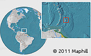 Satellite Location Map of Barbados, lighten, desaturated, land only