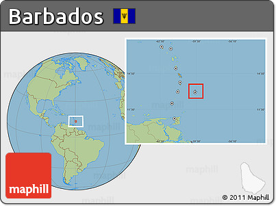 Satellite Location Map of Barbados, savanna style outside