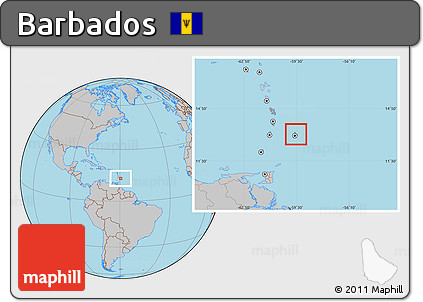 Savanna Style Location Map of Barbados, gray outside
