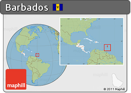 Savanna Style Location Map of Barbados, highlighted continent, within the entire continent