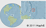 Savanna Style Location Map of Barbados, highlighted continent, hill shading