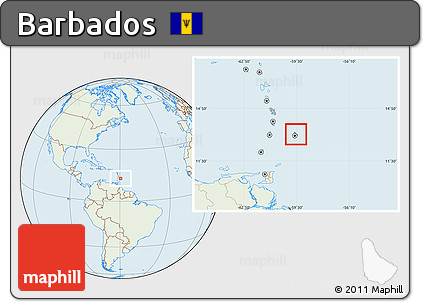 Savanna Style Location Map of Barbados, lighten