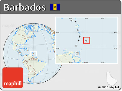 Savanna Style Location Map of Barbados, lighten