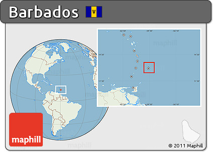 Savanna Style Location Map of Barbados, lighten, land only