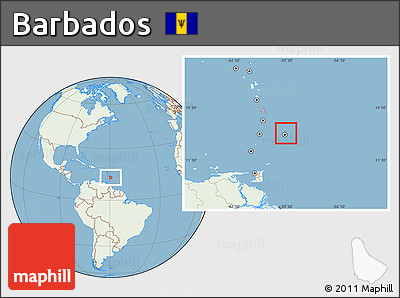 Savanna Style Location Map of Barbados, lighten, land only