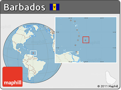 Savanna Style Location Map of Barbados, lighten, land only