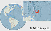 Savanna Style Location Map of Barbados, lighten, land only, hill shading
