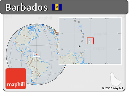 Savanna Style Location Map of Barbados, lighten, semi-desaturated