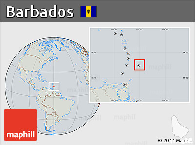 Savanna Style Location Map of Barbados, lighten, semi-desaturated