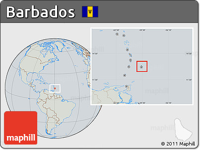 Savanna Style Location Map of Barbados, lighten, semi-desaturated