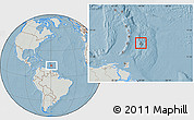 Savanna Style Location Map of Barbados, lighten, semi-desaturated, land only, hill shading