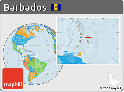 Savanna Style Location Map of Barbados, political outside