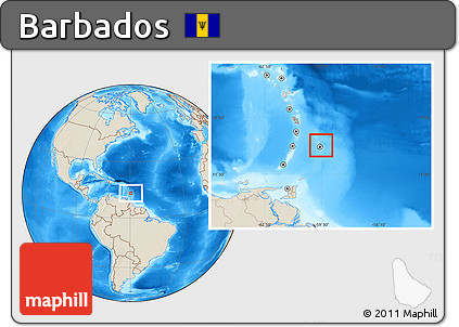 Savanna Style Location Map of Barbados, shaded relief outside