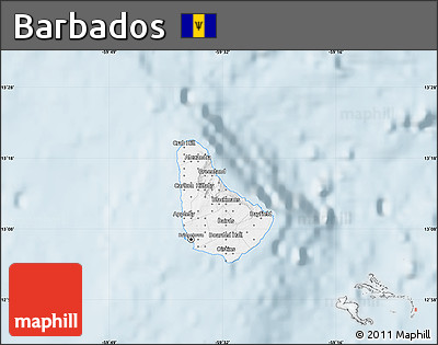 Classic Style Map of Barbados, single color outside