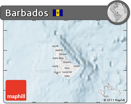 Classic Style Map of Barbados, single color outside