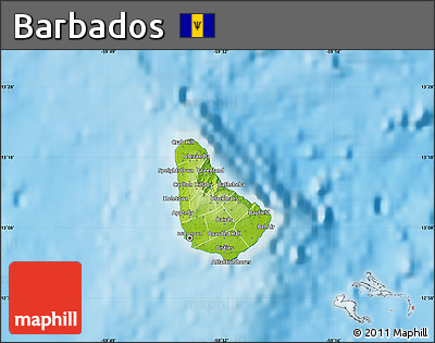 Physical Map of Barbados