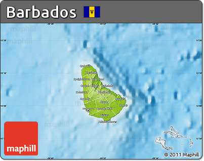 Physical Map of Barbados