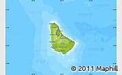 Physical Map of Barbados, single color outside, bathymetry sea