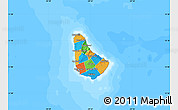 Political Map of Barbados, single color outside, bathymetry sea