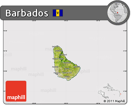 Satellite Map of Barbados, cropped outside