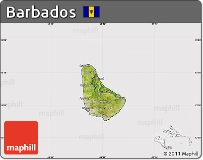 Satellite Map of Barbados, cropped outside