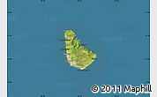 Satellite Map of Barbados, darken, semi-desaturated, land only