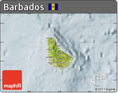 Satellite Map of Barbados, lighten