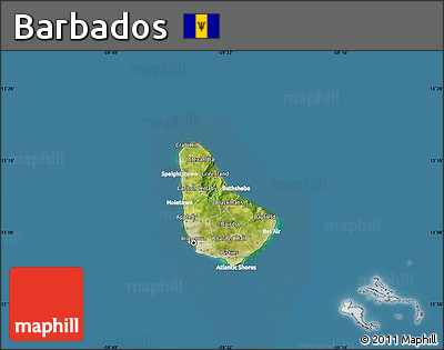 Satellite Map of Barbados, lighten, land only