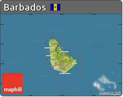 Satellite Map of Barbados, lighten, land only