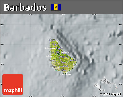 Satellite Map of Barbados, lighten, semi-desaturated