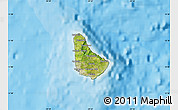 Satellite Map of Barbados, single color outside, bathymetry sea, shaded relief sea