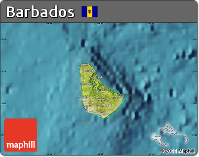 Satellite Map of Barbados, single color outside