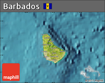 Satellite Map of Barbados, single color outside
