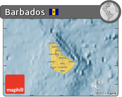 Savanna Style Map of Barbados, single color outside