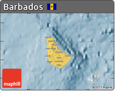 Savanna Style Map of Barbados, single color outside