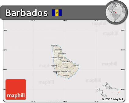 Shaded Relief Map of Barbados, cropped outside