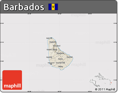Shaded Relief Map of Barbados, cropped outside