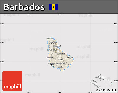 Shaded Relief Map of Barbados, cropped outside