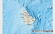 Shaded Relief Map of Barbados, darken, desaturated, land only