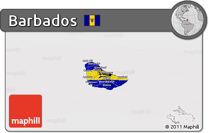 Flag Panoramic Map of Barbados, flag rotated