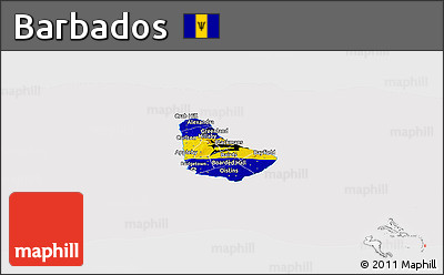 Flag Panoramic Map of Barbados, flag rotated