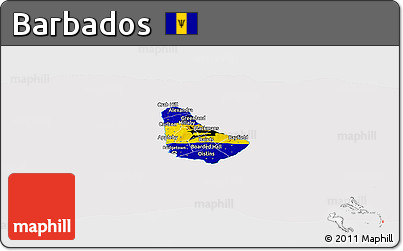 Flag Panoramic Map of Barbados, flag rotated