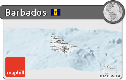 Gray Panoramic Map of Barbados, single color outside