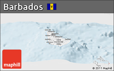 Gray Panoramic Map of Barbados, single color outside