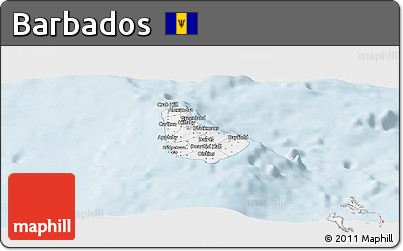 Gray Panoramic Map of Barbados, single color outside