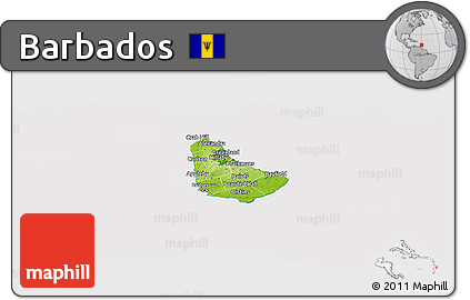 Physical Panoramic Map of Barbados, cropped outside
