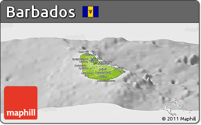 Physical Panoramic Map of Barbados, desaturated
